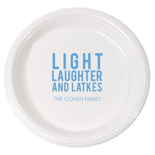 Light Laughter And Latkes Plastic Plates